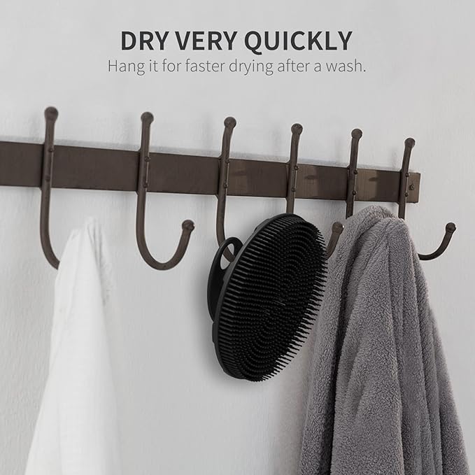 Silicone Body Scrubber, BEAUTAIL Shower Bath Scrubber, More Hygienic Than Traditional Loofah, Lather Nicely, Long Lasting, Gentle Exfoliating Brush for Women Men Baby Sensitive Skin, 1 Pack, Black