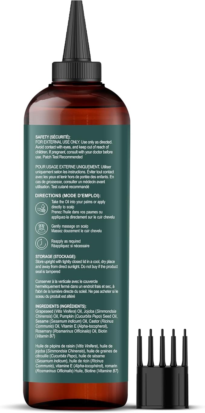 Botanic Hearth 100% Pure Rosemary Pumpkin Seed Oil for Hair Growth, Strengthening Hair Oil for Dry, Damaged, Thinning Hair, Nourishing Hair Tonic for Stronger & Healthier Scalp, Hair Serum, 6.7 fl oz