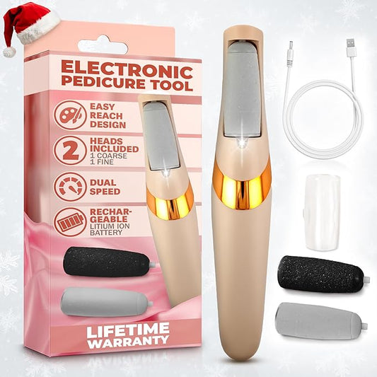 Foot Callus Remover Electric – Rechargeable Callus Grinder for Feet with 2-Speed and 2 Rollers (Coarse & Fine) for Smooth & Soft Feet – Compact Electric Foot Sander for Daily Foot Care & Travel Use