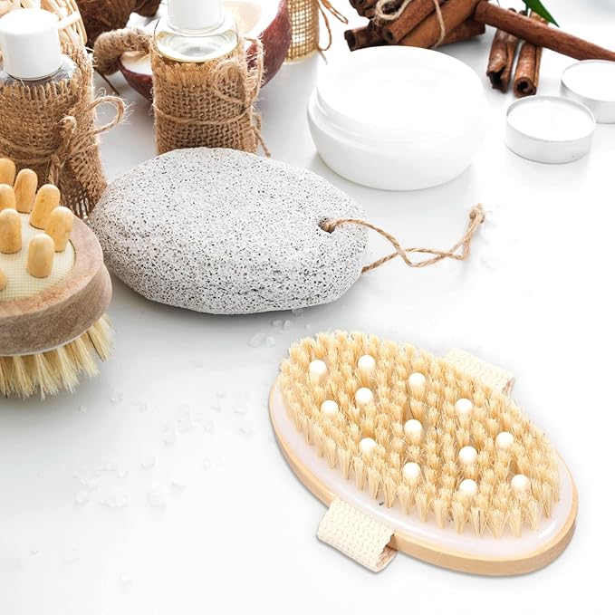 10 Pcs Dry Brushes for Body Dry Brushing, Exfoliating Bath Brushes Massage Body Scrub Brush for Skin Renewal, Cellulite Reduction, Lymphatic Drainage, Blood Circulation Improvement