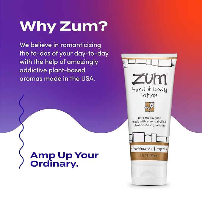 Zum Indigo Wild Hand & Body Lotion - Natural Hand Lotion for Dry Hands - Body Lotion for Women & Men - Body Moisturizers Include Shea Butter - Frankincense & Myrrh Scent - 6 fl oz (2 Pack)