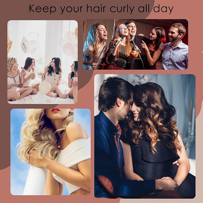 5 Barrel Hair Crimpers and Wavers, Fast Heat 15mm Portable Wand for Long Hair, Adjustable Two-Gear Temperature Wavy Curler (Gold)