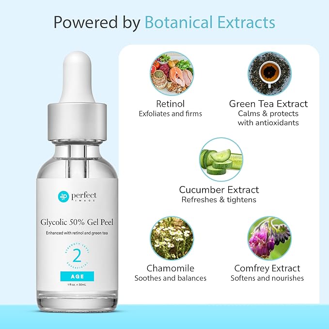 Glycolic Acid 50% Gel Peel - Enhanced with Retinol & Green Tea Extract (Professional Skin Peel)1 ounce