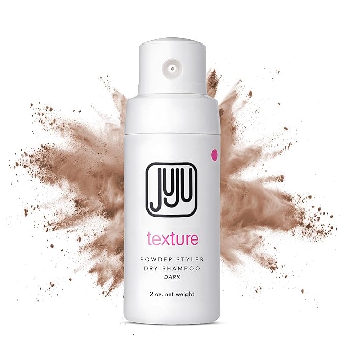 Juju Styling Texture Powder & Travel Size Dry Shampoo for Women & Men Pump 2 Oz (Dark) - Non Aerosol Dry Shampoo for Women, Hair Texturizer for Volume, Fragrance Free Hair Care for All Types of Hairs