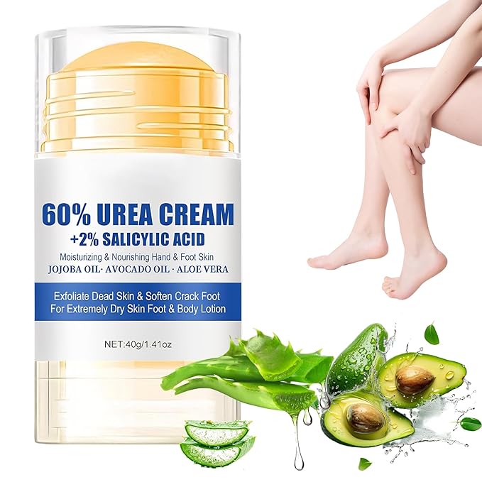 Urea Cream 60% plus Salicylic Acid 2%Hydrating and Anti-Cracking Urea Foot Cream,Foot Balm Stick Repairs Cracked Heel Feet Maximum Strength,Moisturizer for Dry Cracked,Feet, Knees, Elbows, Hands