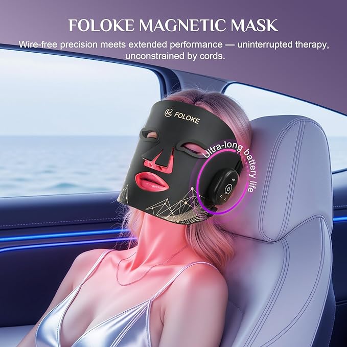 LED Light Therapy Mask Skin Care Mask, Glow Wireless LED Red LED Red 630±5nm & NIR 830nm Wavelength for Home Use