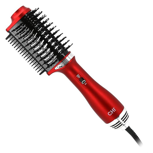 CHI Volume Styler, Blowout Brush for Amplified Volume, Heated Comb to Smoothen & Straighten Hair, 2-in-1 Hair Tool, Red
