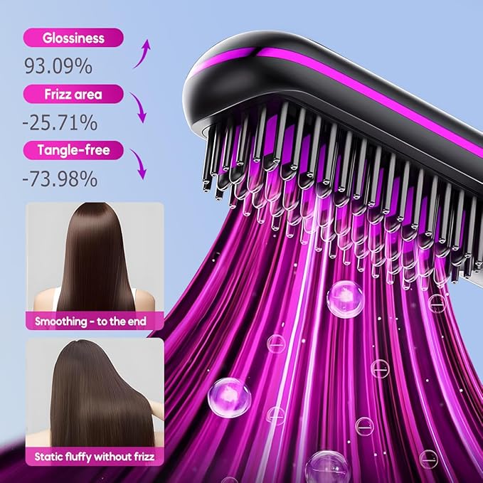 Go Brush Pro, 2026 Upgraded Go Brush Pro, Portable Straightener Brushs for Travel, with LCD Temperature Display, Fast Heating Cordless Mini Hair Brushs, Portable Hair Straightener (Purples)