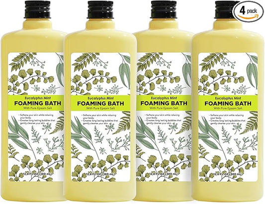 Bubble Bath for Women, Eucalyptus Mint Scented Bubble Bath Gifts Set, Foaming Bath Mother's Day Gifts for Mom, 51.2 fl oz (Pack of 4)