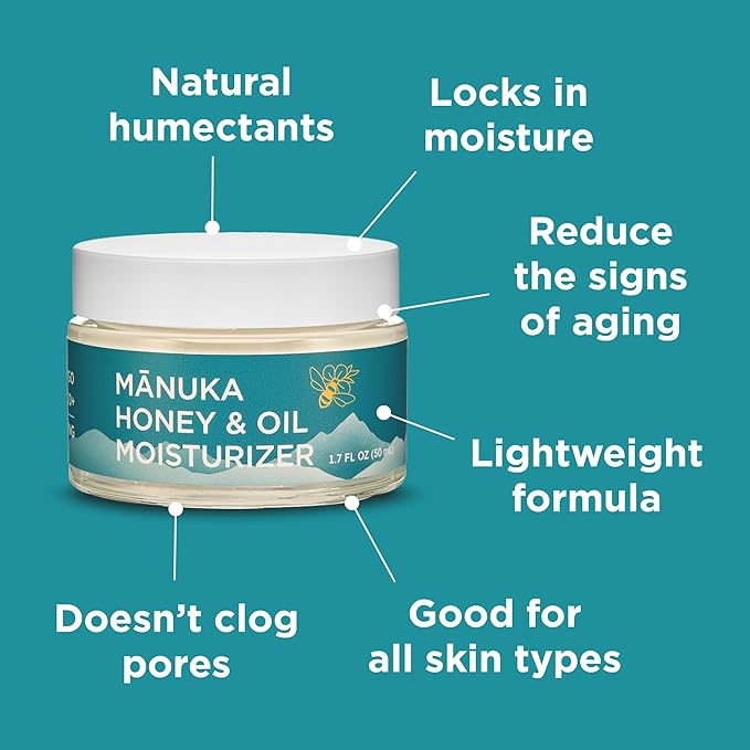 MELORA Manuka Honey Moisturizing Face Cream (1.7 Oz) - Face Moisturizer with Manuka Honey & Oil for Dry or Sensitive Skin - Anti-Aging Cream Facial Moisturizer for Women & Men