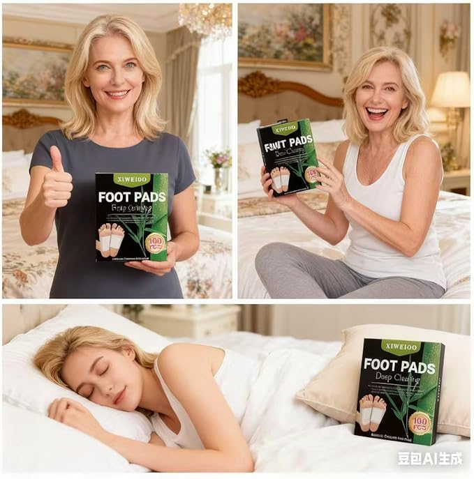 Foot Pads 2-Box Set 100 pcs Ginger Oil & Bamboo Charcoal Premium Foot Care Patches - Relieves Stress and Fatigue - Improves Sleep and Supports Body Cleansing Christmas Gifts for Women