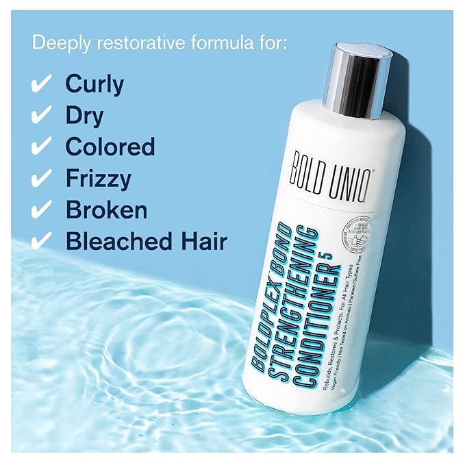 BoldPlex 5 Bond Strengthening Protein Conditioner for Dry Damaged hair - Hydrating Formula for Curly, Dry, Colored, Frizzy, Broken or Bleached Hair Types. Cruelty-free & Vegan