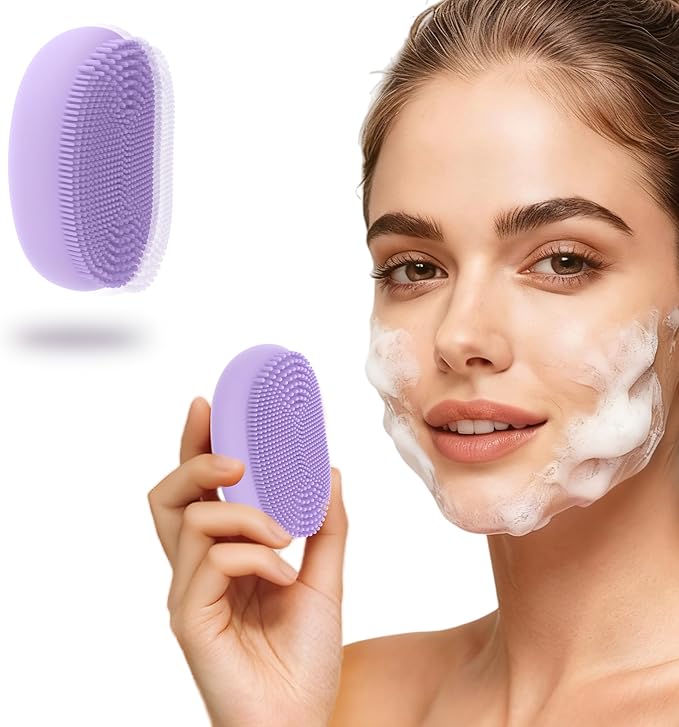 Portable Facial Cleansing Brush, Silicone Waterproof Rechargeable Unisex Facial Face Scrubber with Cleansing, Exfoliating, and Massaging Functions, Electric Facial Cleanser Facial Exfoliator.(Purple)