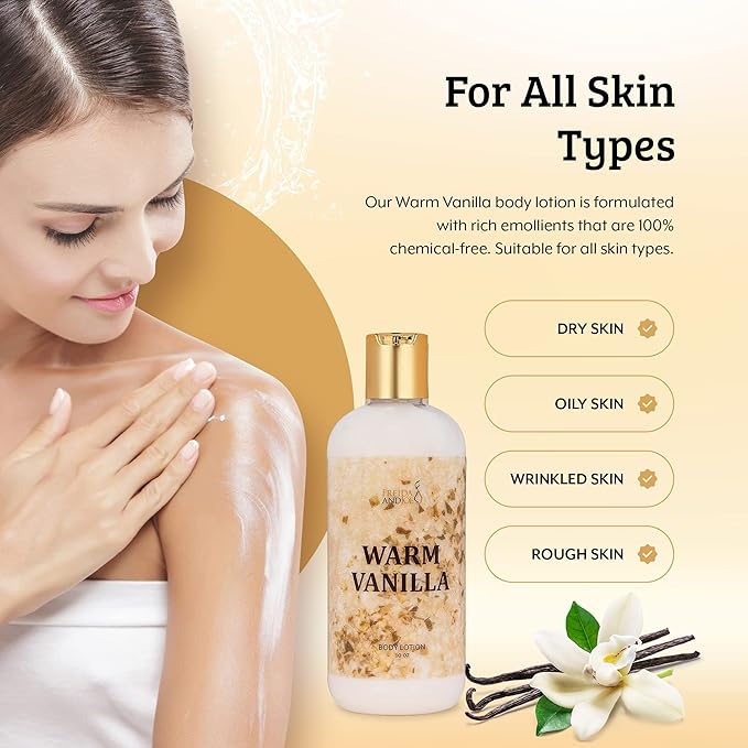 Freida and Joe Scented Body Lotion For Women, Deep Moisturizing Cream, Womens Luxury Stocking Stuffers & Fragrance Gifts That Smell Good, 10oz (Warm Vanilla)