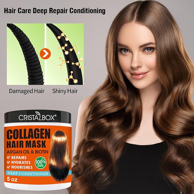 2 Pack Collagen Hair Mask & Keratin Hair Mask,Keratin Hair Treatment,Repair Treatment Deep Conditioning Hair Treatment Mask for Damaged Hair,Hydrating Conditioner with Argan Oil for Dry Hair