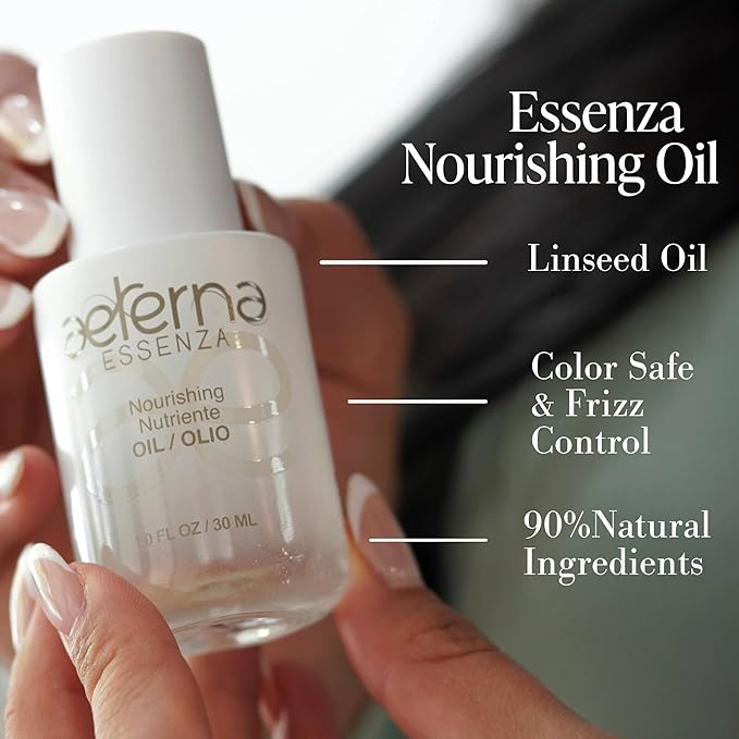 Aeterna ESSENZA - Nourishing Hair Oil with Linseed & UV Protection - Lightweight, Non-Greasy Formula - Sulfates, Parabens & Silicones Free | For All Hair Types - 30 ml