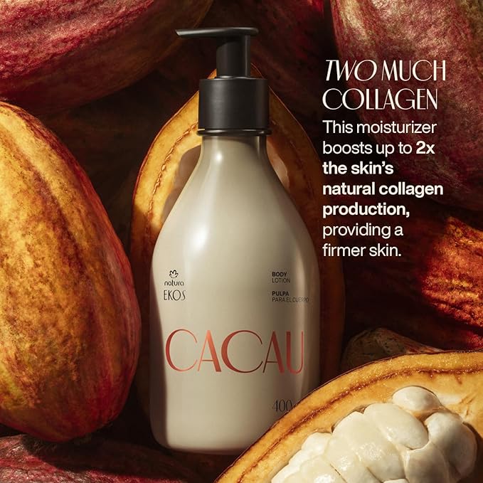 Natura Ekos Cacau Collagen Boosting Body Lotion - Vegan Skin Care - Moisturize & Firm Skin Texture - Boost Collagen Production - Brazilian Beauty Secrets - Self Care & Body Care - 13.5 fl oz (400 ml)