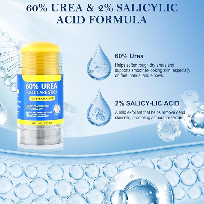 60% Urea & 2% Salicylic Acid Foot Cream for Cracked Heels, Intensive Moisturizing and Anti-Cracking, Repairs Dry and Rough Skin, Fast Absorbing, Callus Remover for Feet, Hands, Knees, Elbows (2)