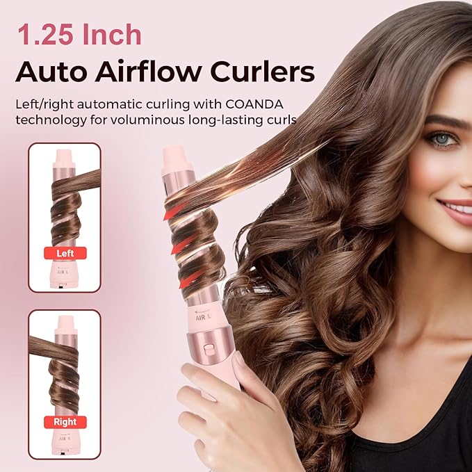 6-in-1 Multi Hair Styler | Air Styling & Drying System | Powerful Hair Dryer Brush | No Heat Damage | Auto-Wrap Curlers, Oval Brush, Round Brush, Comb & Storage Bag