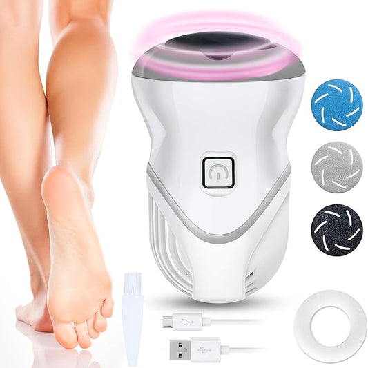 Electric Foot Callus Remover for Women Men, Rechargeable Electric Foot File Pedicure Tool with 2 Speeds and 6 Grinding Heads, Portable Feet Grinder for Cracked Dry Heels Dead Skin Calluses