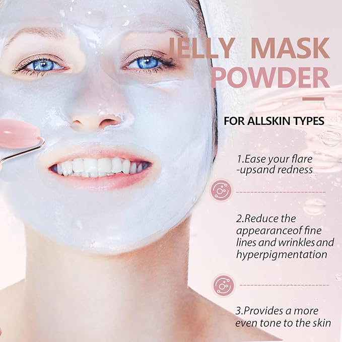 Jelly Mask for Facials, Hydrating & Moisturizing Peel-Off Rubber Gel Face Mask Skin Care for Deep Hydration & Glow, 23 Fl Oz Jar Professional Spa Use for All Skin Types with Bulgarian Rose