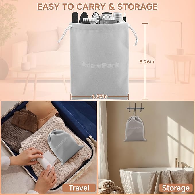 AdamPark Electric Callus Remover for Feet,Rechargeable Foot File Pedicure Kits,Professional Waterproof Pedi Feet Care Tools Wet&Dry Foot Scrubber File for Hard Cracked Dead Skin with Bag