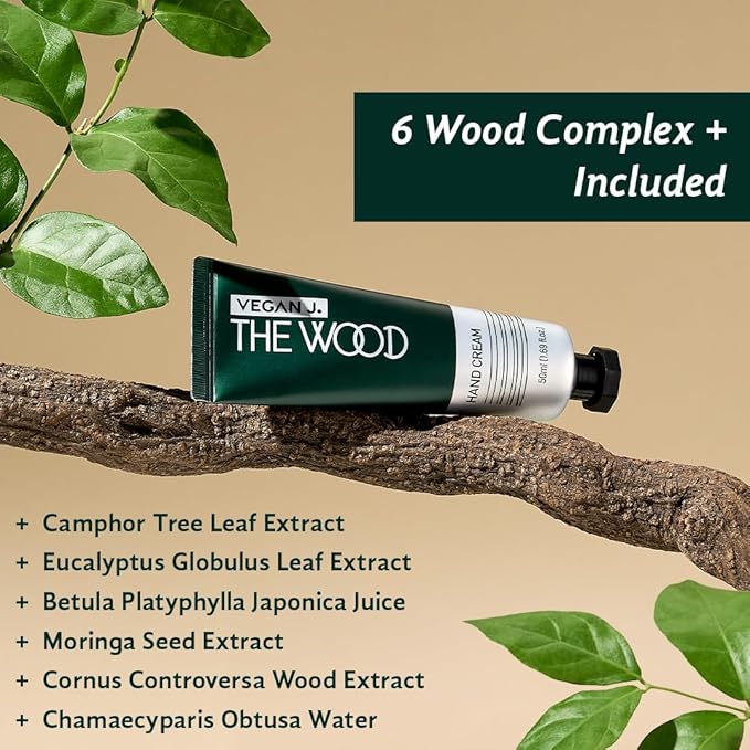 The Wood Hand Cream | Deep Hydration with Shea Butter | Fast-Absorbing, Non-Sticky, Vegan & Cruelty-Free Hand Care with Woody Amber Green Scent (1.69 fl.oz.)