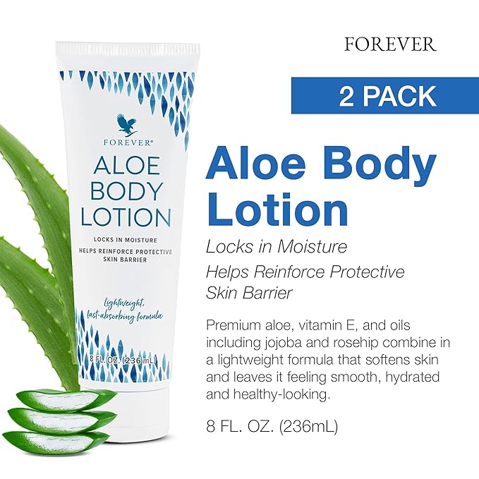 Forever Living - Aloe Body Lotion - For Smooth, Hydrated Skin - Vegan and Gluten-Free with Argan and Macadamia Oils 2 Pack (8 fl oz Each)