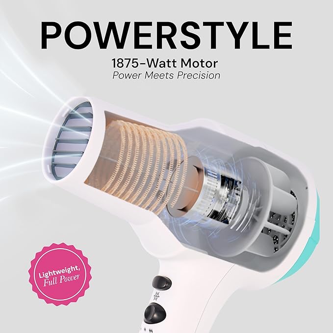 L'ANGE HAIR PowerStyle Ionic Turbo Hair Dryer | 1875W Fast Drying & Precision Styling for Long-Lasting, Frizz-Free Looks | Advanced Ionic Technology Smooths & Shines Hair (White)