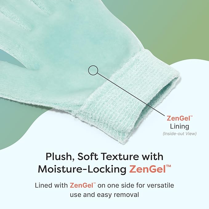 ZenToes Moisturizing Gloves for Dry Hands, Gel Infused with Jojoba Seed Oil, Olive Oil and Vitamin E, Overnight Hand Moisturizer (OSFM, Fuzzy Mint Green with Media Tips)