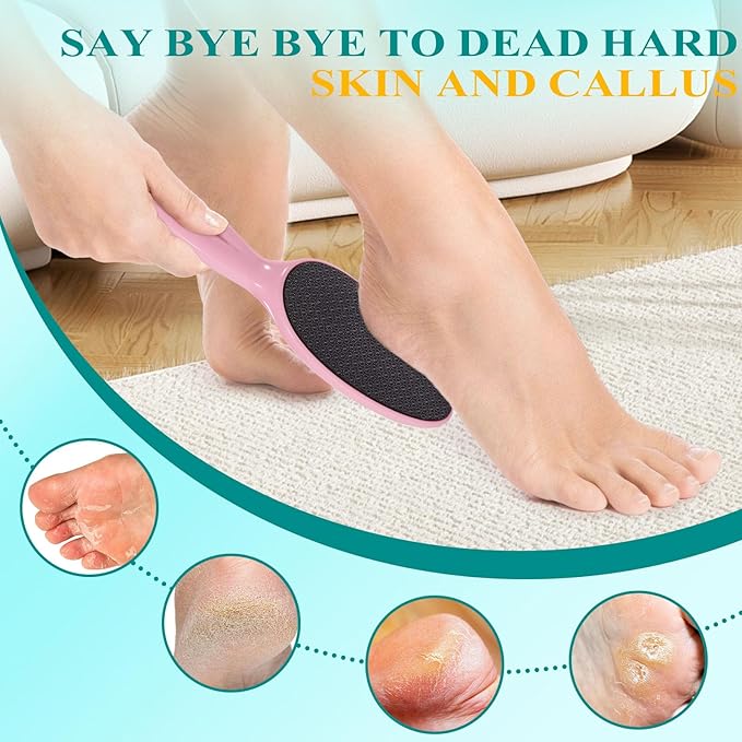 Glass Foot File, Foot Scrubber for Hard Skin Remover - Foot Callus Remover, Pedicure Tools for Feet Dead Skin, Foot Care for Women and Men, Gentle Effective Heel Scraper (Pink)
