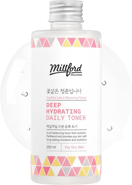 Deep Hydrating Daily Toner 6.76 Oz, 200ml, Moisturizing Toner, Alcohol Free, Fragrance Free, pH Balance, Panthenol, Betaine, Vitamin B5, Korean Skincare