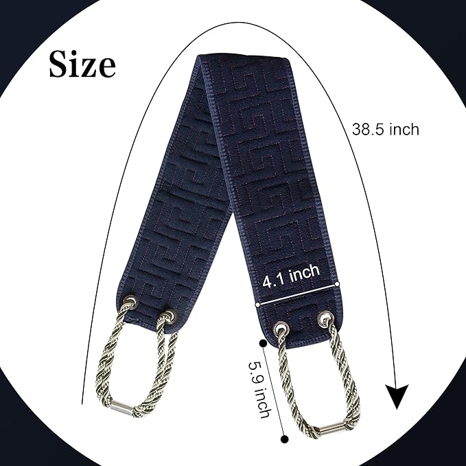 OWIIZI Exfoliating Back Scrubber for Shower, Double-Sided Back Scrub Washcloth with Antiskid Handles for Use in Shower, Body Exfoliator Scrub Towel Back Washer for Men & Women-38 Inches