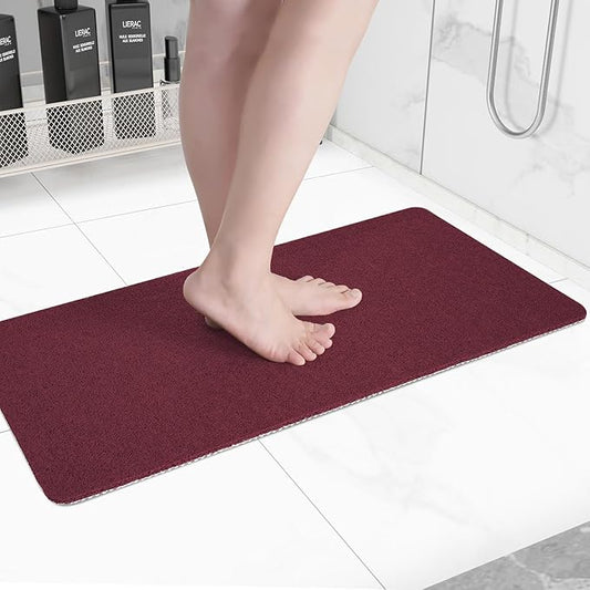Non-Slip Bathtub Mat, Anti Slip Shower Mat, Fast Drying Bathtub Mats, Foot Scrubber Mat, Anti Slip Mat for Tub, Floor, Bathroom, Kitchen, Home, Hotel (Wine Red 40"×16")