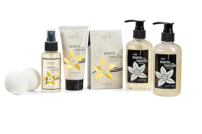 Bath and Body Gift Basket For Women and Men Warm Vanilla Bath & Body Collection Gift Basket, Includes Shower Gel, Bubble Bath, Body Lotion, Body Mist & More - Appreciation Gift Ideas