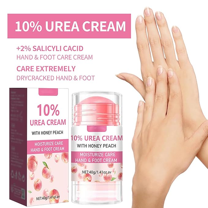 Peach Hand and Foot Cream Stick, Cracked Heel Stick Foot Cream with 10% Urea for Hydrates and Repairs Rough, Dry, Thick & Cracked Skin, Callus Remover, Soothing Skin Care for Women and Men 1.41oz