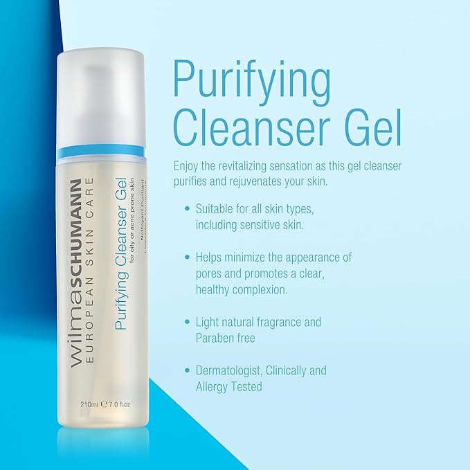 WILMA SCHUMANN Purifying Face Cleanser Gel, Daily Face Wash, Facial Cleanser for Acne, 7 oz