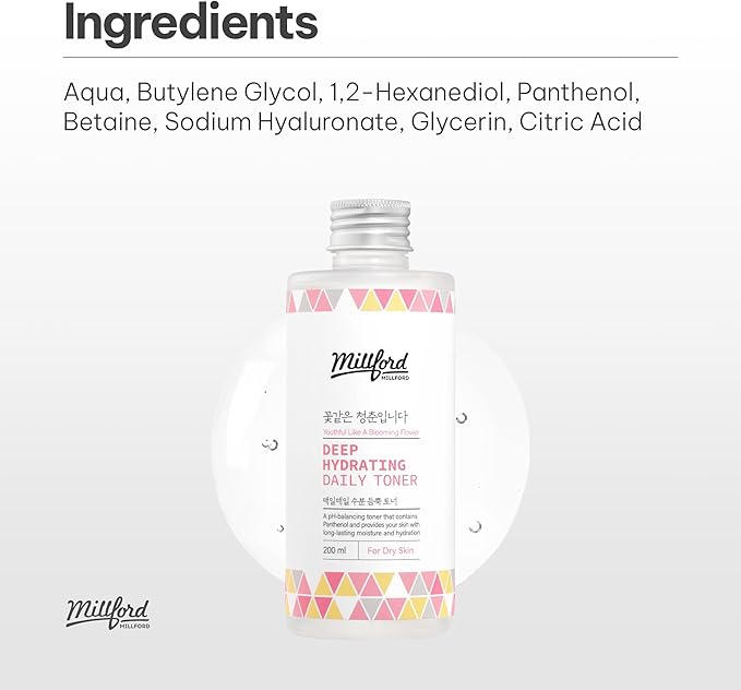 Deep Hydrating Daily Toner 6.76 Oz, 200ml, Moisturizing Toner, Alcohol Free, Fragrance Free, pH Balance, Panthenol, Betaine, Vitamin B5, Korean Skincare