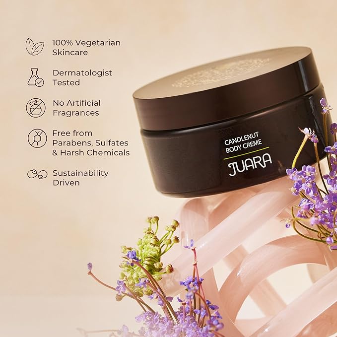 Juara Candlenut Body Cream for Dry Skin - Moisturizing Body Lotion with Natural Oils & Butters - Hydrating Daily Moisturizer - 7.5 oz