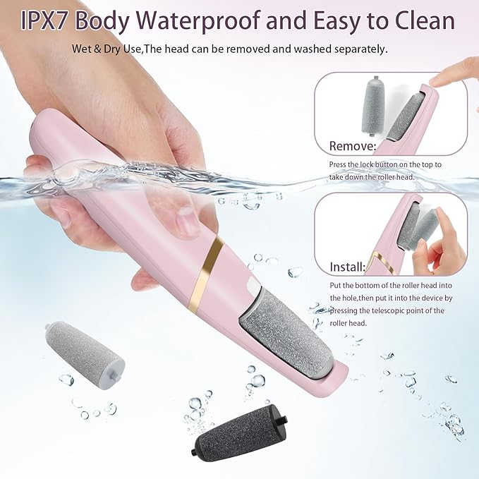 Electric Callus Remover for Feet, Professional Pedicure Tools Foot Care Kit, Foot Scrubber Electric Feet File Smooth Pedi Wand for Hard Cracked Dry Dead Skin, 2 Rollers,2 Speeds,Ideal Gift