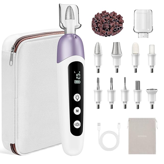 Professional Manicure Pedicure Kit with Case, Cordless Electric Nail File Set with Memory Mode&10 Speed, Portable Nail Drill Pedicure Tools for feet, Hand Foot Care Tool for Thick Nail Toenail Cuticle