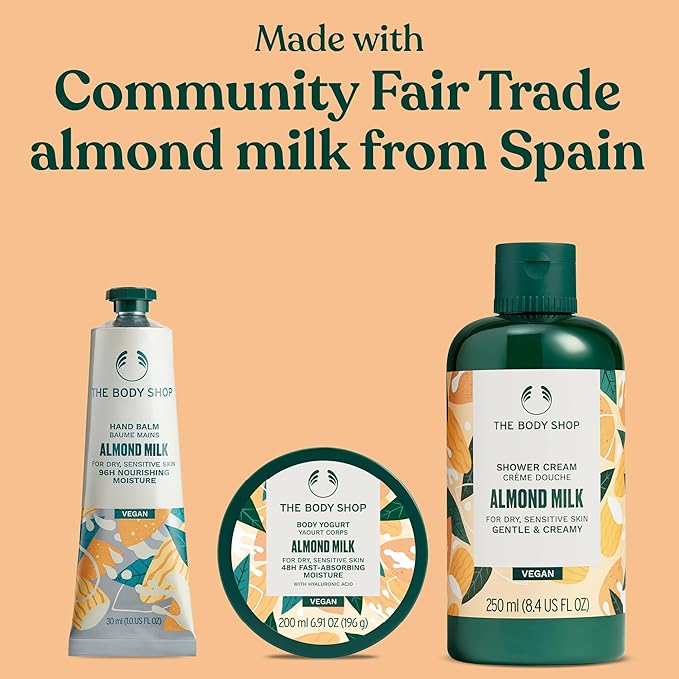 The Body Shop Almond Milk Essentials Gift Set - 3 Piece Set, Includes Shower Gel, Body Yogurt, Hand Cream, Vegan