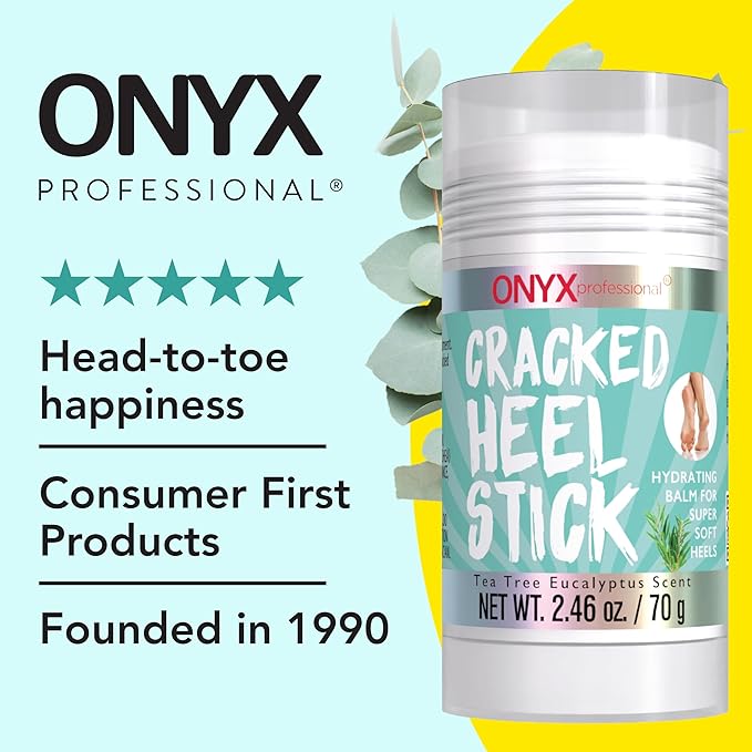 Onyx Professional Cracked Heel Repair Balm Stick, Tea Tree Eucalyptus Scent, 1 Pack - Dry Heels Dry Cracked Feet Treatment, Moisturizing Heel Balm Rolls On, No Mess Like Foot Cream or Foot Lotion