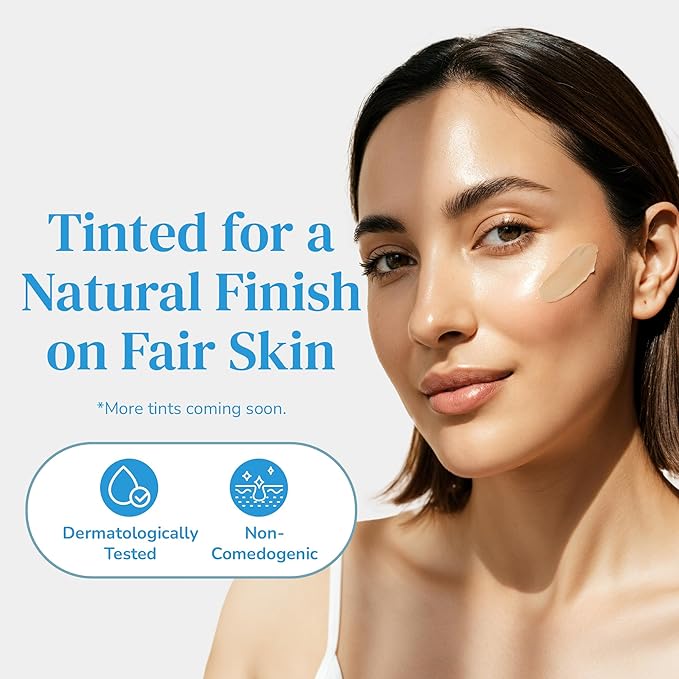 Mineral Face Sunscreen SPF 50, Tinted Aussie Zinc Oxide Sunblock with Hydrating Hyaluronic Acid, Reef Safe, Natural, Vegan, Australian Made, 80min Water Resistant, Unscented, 100g 3.4oz