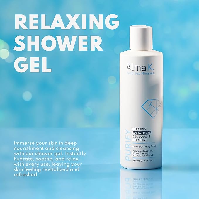 ALMA K Relaxing Shower Gel - Nourishing Women and Men's Body Wash - Skincare with Dead Sea Minerals, Avocado Oil - White Tea and Neroli Scent - 8.4 oz (Pack of 2)