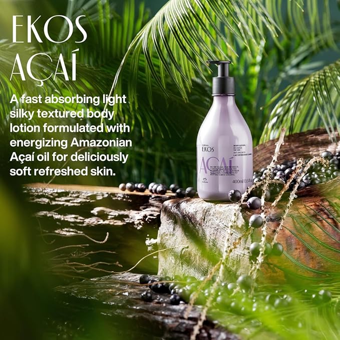 Natura - Ekos Açaí Revitalizing Body Lotion Refill - Vegan - 24 Hours of Soft Skin - Improves Elasticity - Acai Oil - Brazilian Beauty Secrets - Body Care - 13.5 fl oz (400ml)