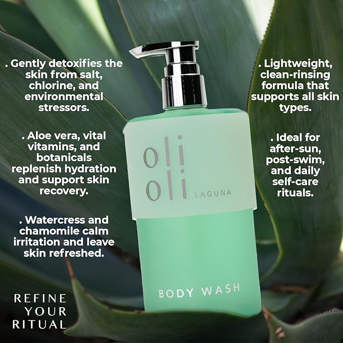 OLIOLI Revitalizing Body Wash 15.2oz | Detoxifying Aloe Vera with Pro-Vitamin B5 & Botanicals | Daily Hydrating Cleanser for All Skin Types | Deep Cleansing Body Wash for Dry & Sensitive Skin