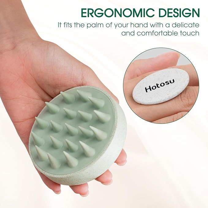 Scalp Massager Brush for Hair Growth – Silicone Scalp Scrubber & Scalp Exfoliator – Manual Scalp Massager Brush for Wet or Dry Use – Hair Massager Scalp Shampoo Brush Tool (Beige)