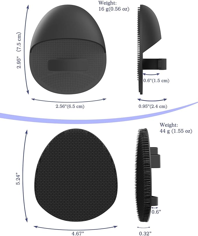 Manmihealth Silicone Back Scrubber (Thin Bristles) & Bath Glove & Face Brush Set(3PCS), Super-Exfoliating & Lathering Body Scrubber, Shower Brush, Face Scrubber Combination, with a Free Hook.(Black)
