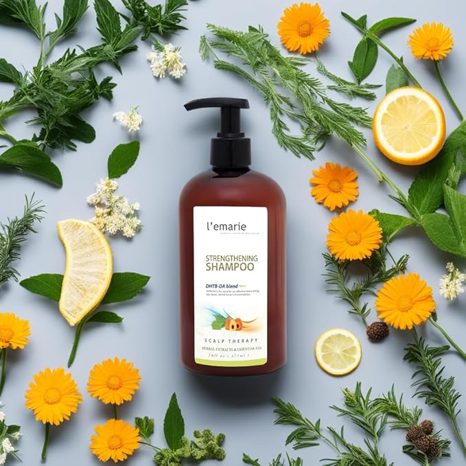 L'emarie Strengthening & Thickening Hair Growth Shampoo for Thinning Hair Biotin Infused DHT Blocker For Women and Men - Hair Loss & Healthy Growth Thicker Fuller Looking Hair (16 Fl Oz)